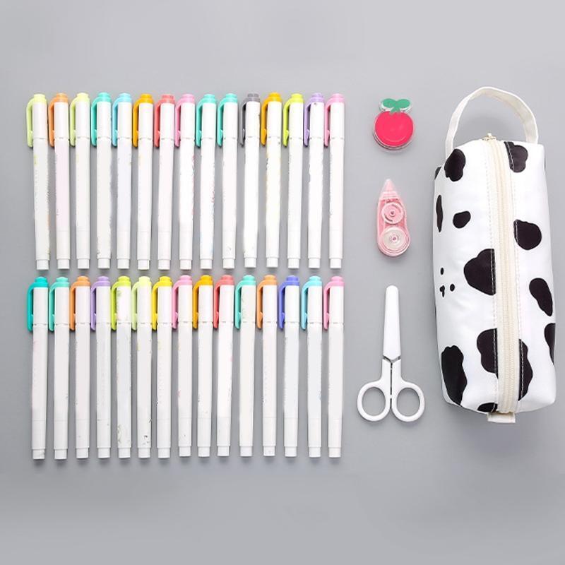 Large Zippered Pen Bag Cow-like Pen Case for Children Students Girls Boys School