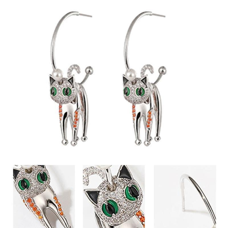Diamond Cat Earrings Geometric Drop Statement Earring Party Fashion Jewelry Gift