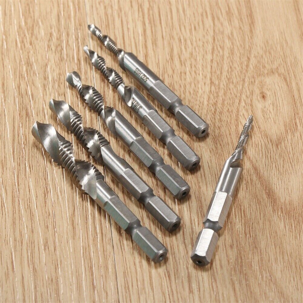 6Pcs HSS Countersink Drill Tap Bits Imperial M3-M10 Drill Metal Woodworking Tool