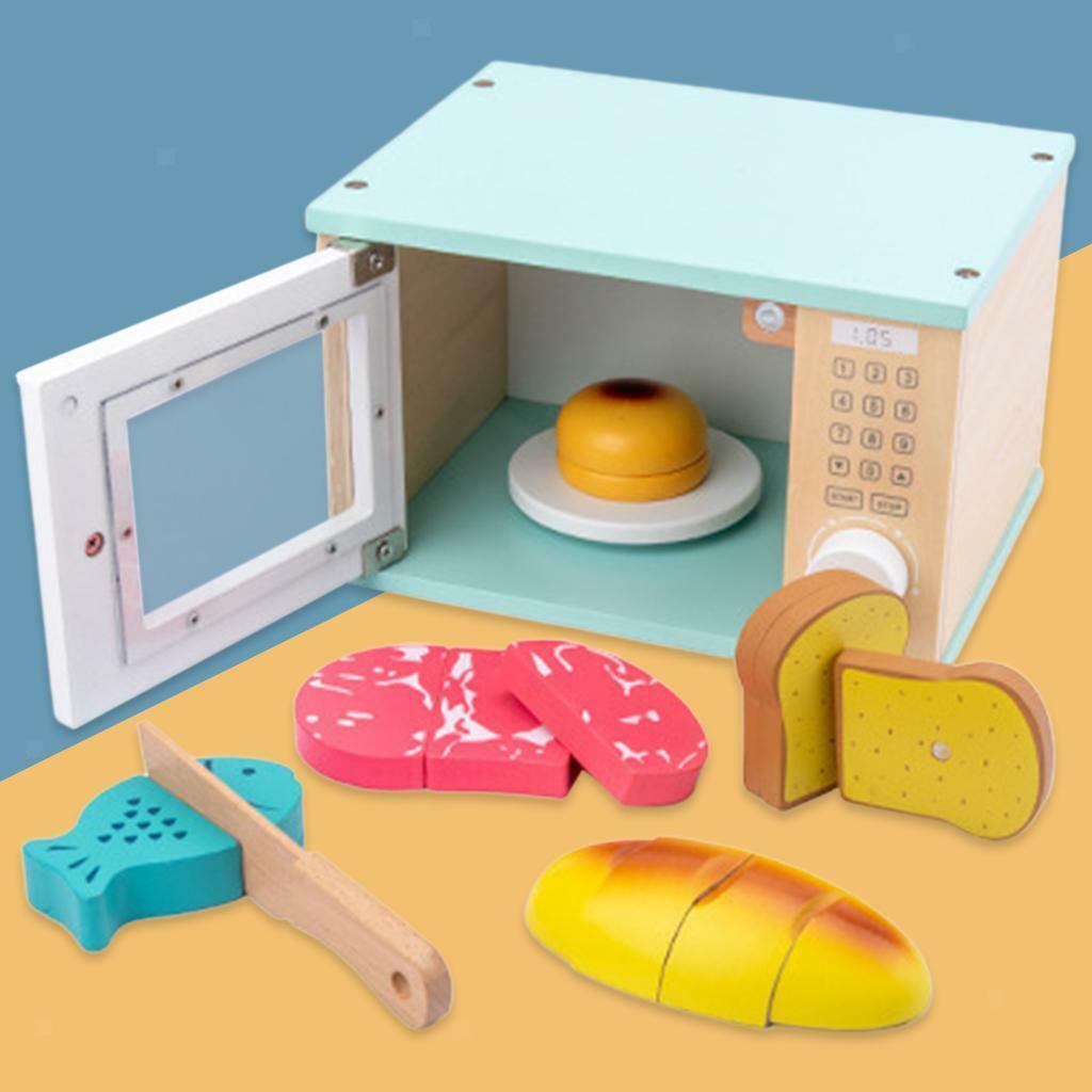 Wooden Microwave  Pretend Cook Utensils Mini Cookware Birthday Gift