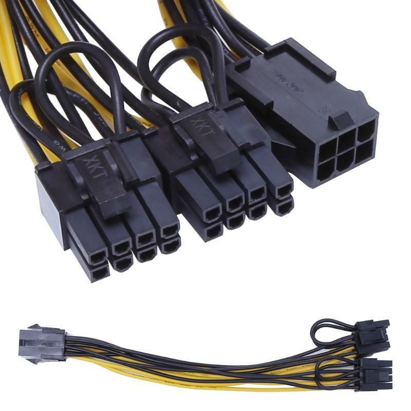PCI-E 6-Pin Female To Dual 8-Pin (6+2 Pin) Male Video Card Power Adapter Cable