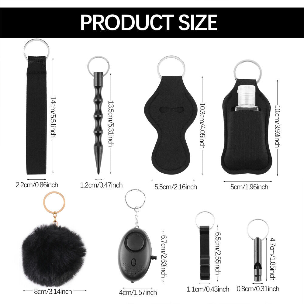 Girls Defense Key Chain Set Personal Alarm Protection Safety Keychain Pendant