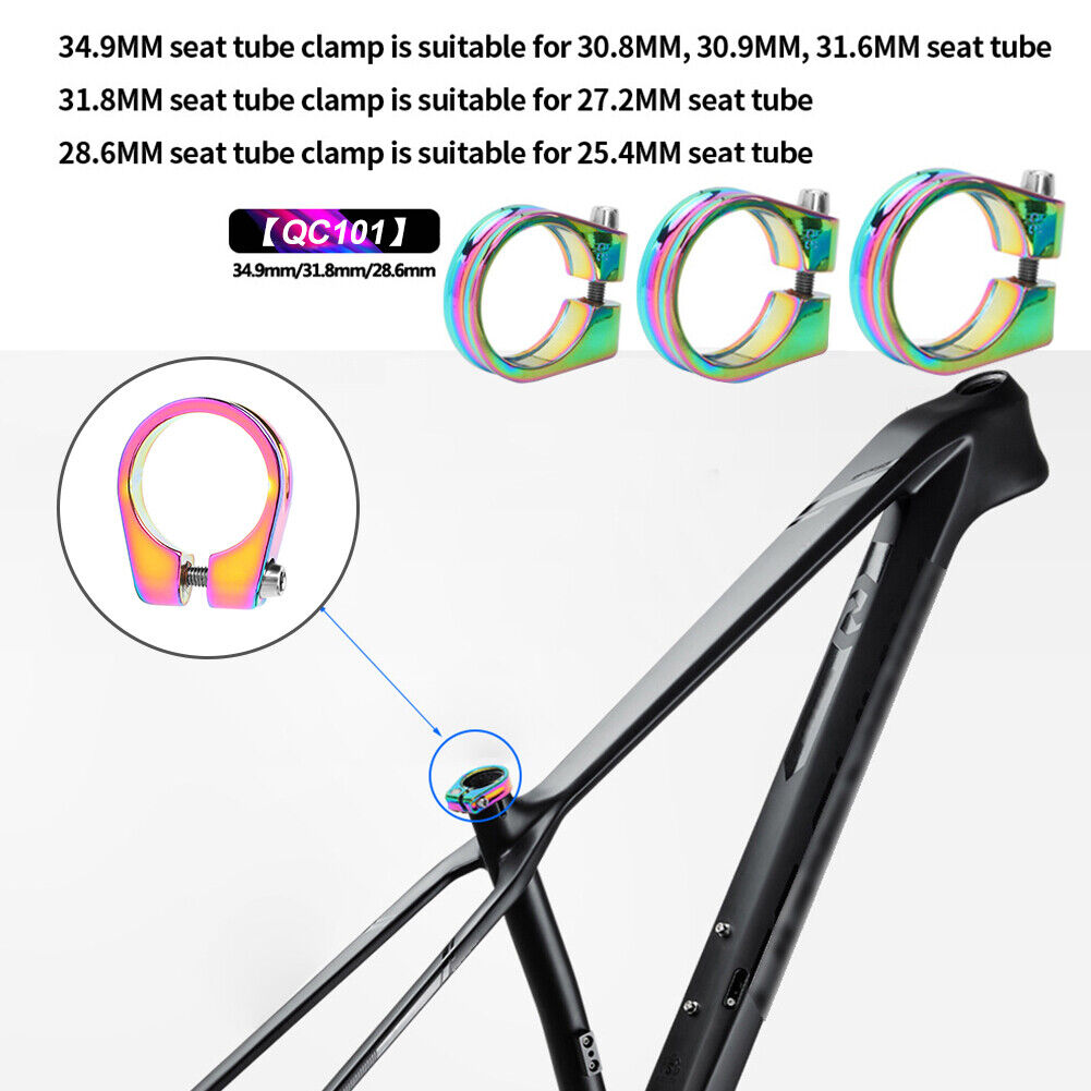 OUO MTB Bike Seat Clamp Ultralight Bicycle Colorful Seat Tube Clip (28.6mm)