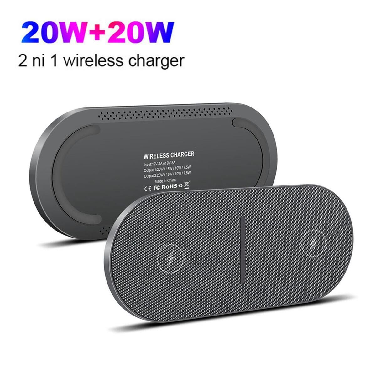 Dual 20W Qi Wireless Charger for Watch Two Phone Wireless Charger Charger