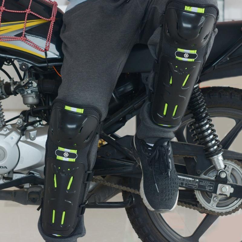 4PCS Motorcycle Knee Pads Elbow Leggings Motocross Cycling Night Reflective Safe