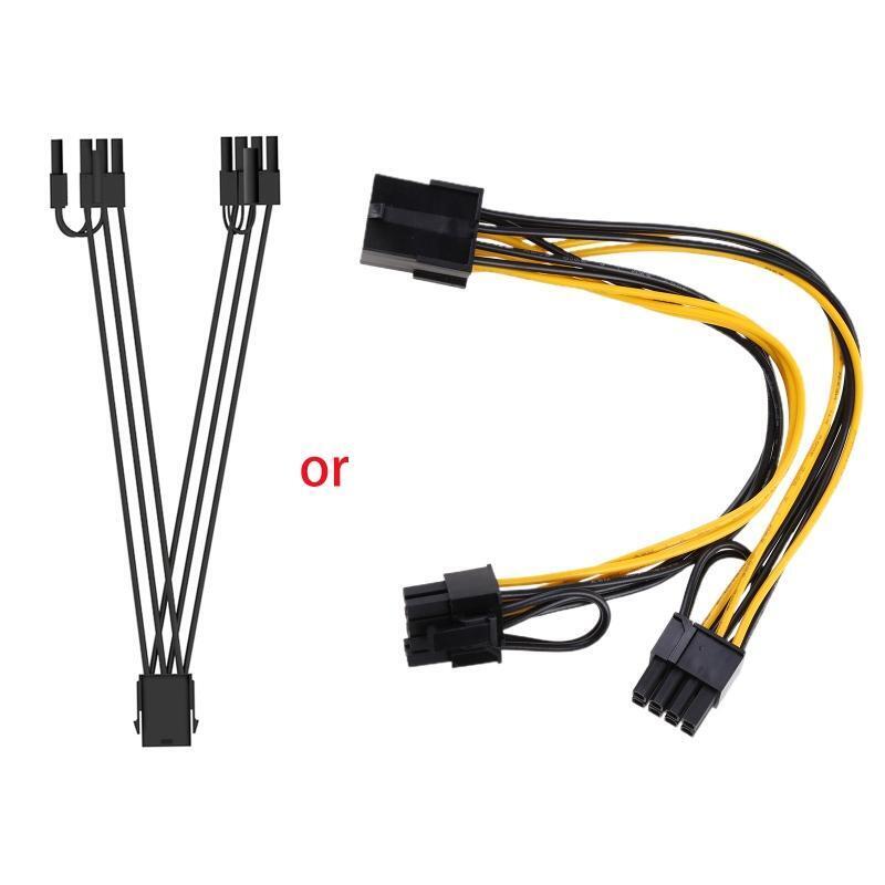 Power Supply Adapter Cable Graphics Card 6P Female to 2x8P(6+2) Male Power Cord