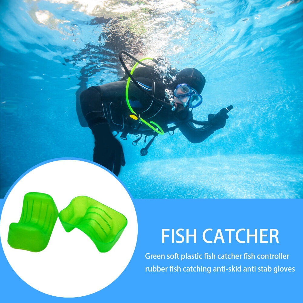 Plastic Anti-Slip Fishing Catch Gloves Hand Protection Fishing Gloves Green