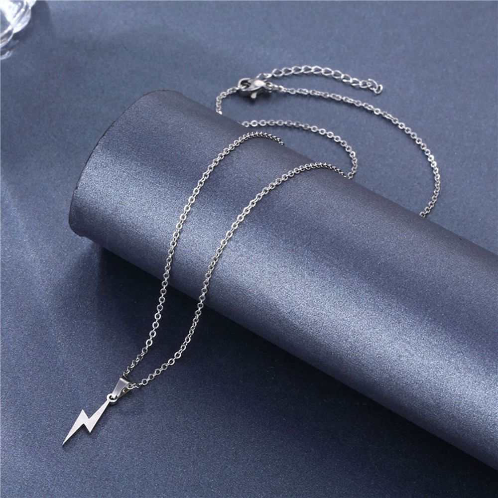 Jewelry Metal Men Lightning Pendant Long Chain Necklace Choker Stainless Steel