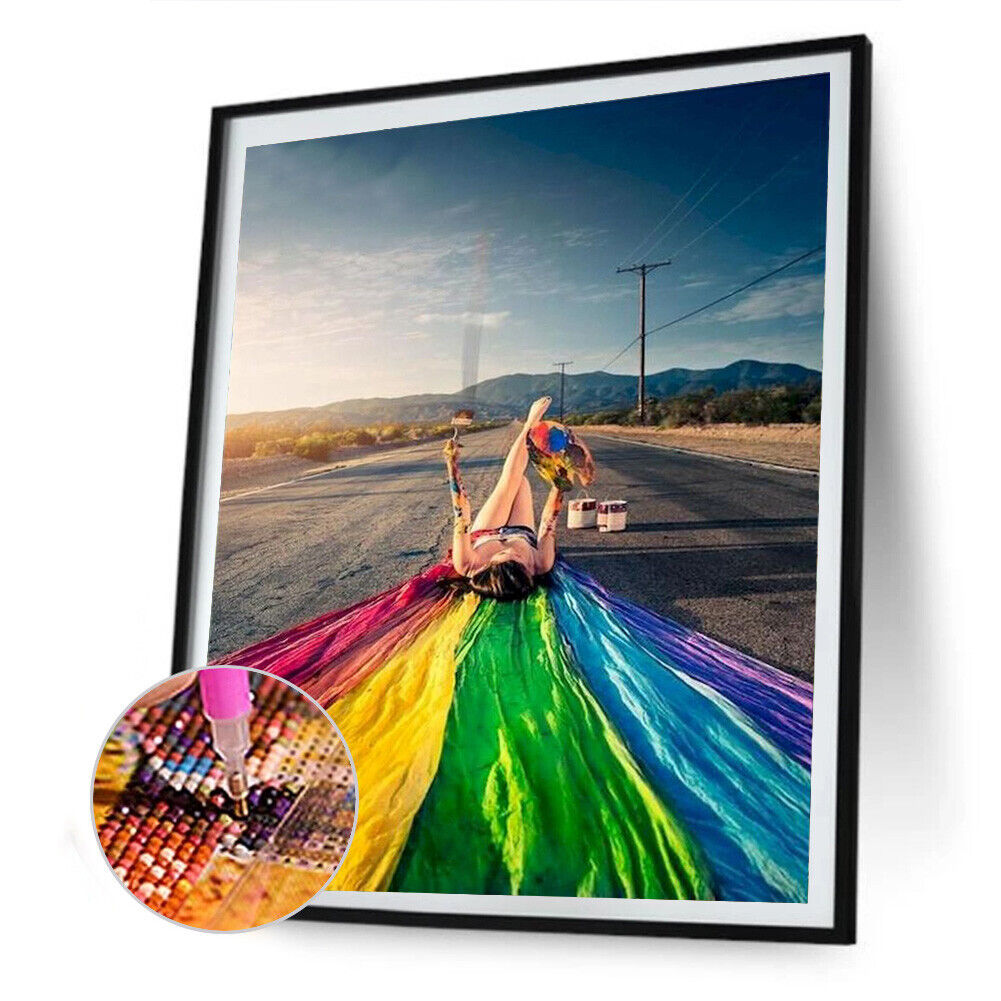 5D DIY Diamond Painting Rainbow Road Full Round Drill Home Living Room Art