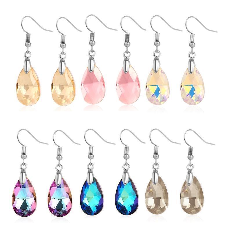 Teardrop Crystal Drop Dangle Earrings  Dangle Earrings Set Aesthetic Gradient