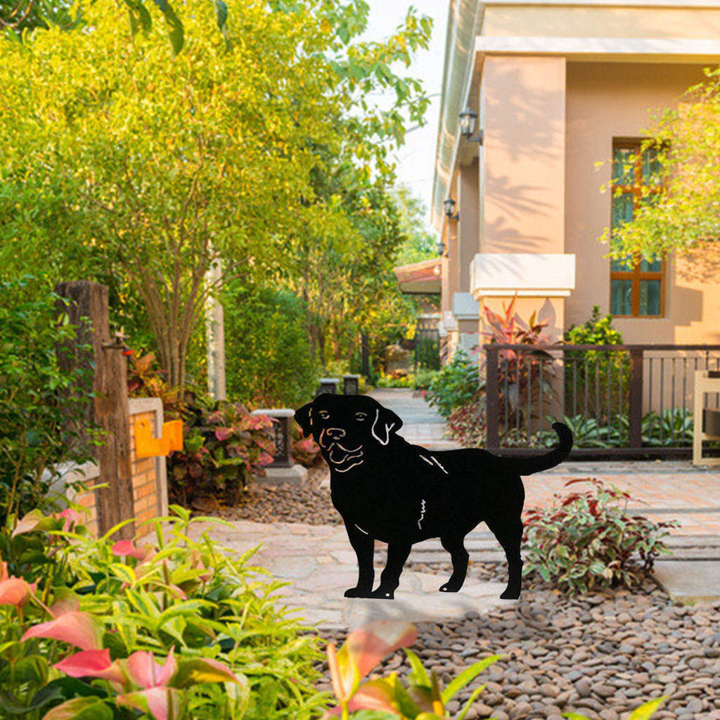 Art Silhouette Dog Shaped Rustproof Accessories Garden Stakes for Patio Yard