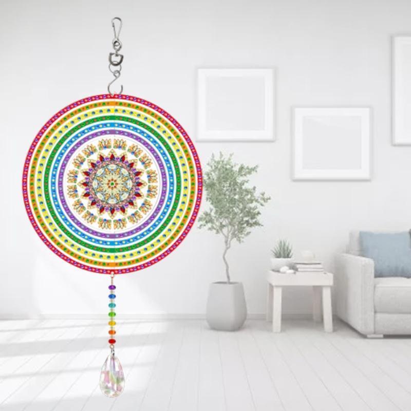 Indoor Window DIY 5D Diamond Painting Flower Wind Chimes Hanging Pendant Decor