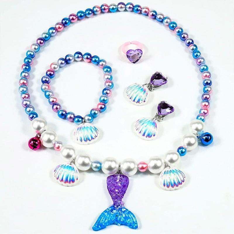 Fish Tail Necklace Bracelet Ring Earrings Set Jewellery Cute Gift for Girl