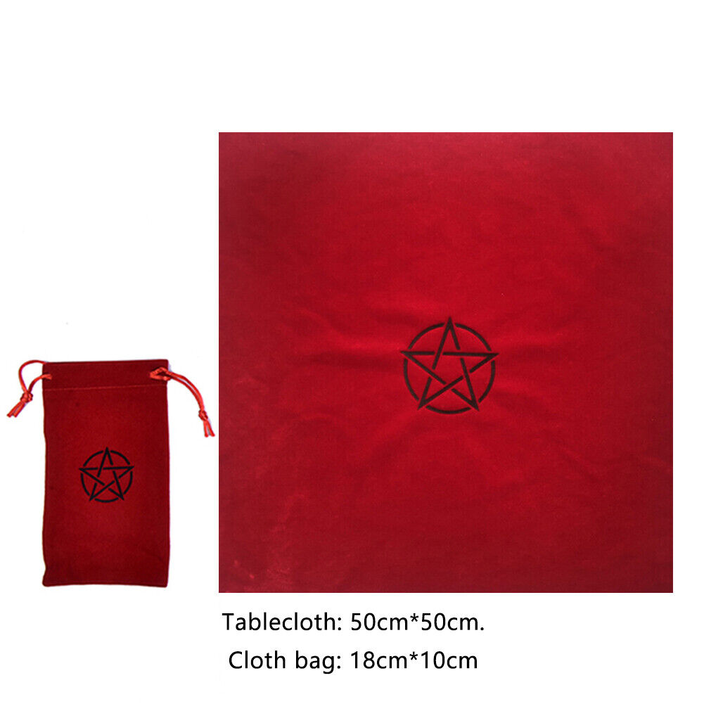2pcs Vevet Altar Tarots Tablecloth with Bags Board Game Supplies (Red)