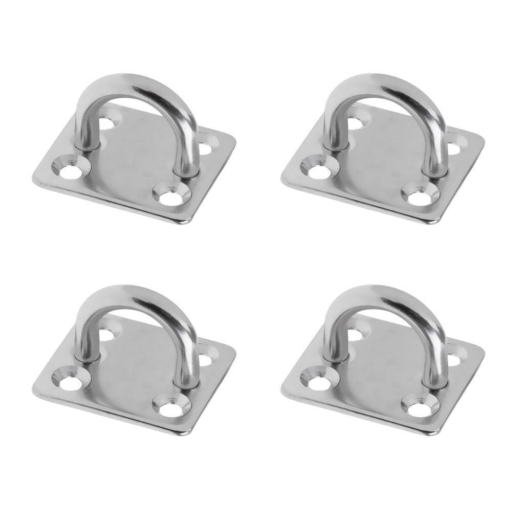 4pcs 8mm Square Eye Plates Marine Stainless Steel Shade Sail Boat Fitting