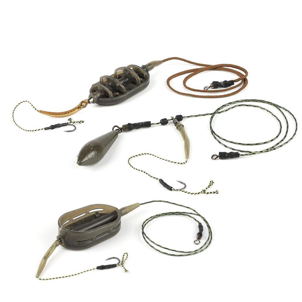 3x Europe Carp Fishing Hair Rig Braided Line Hook Barbed Hook Feeder Tackle