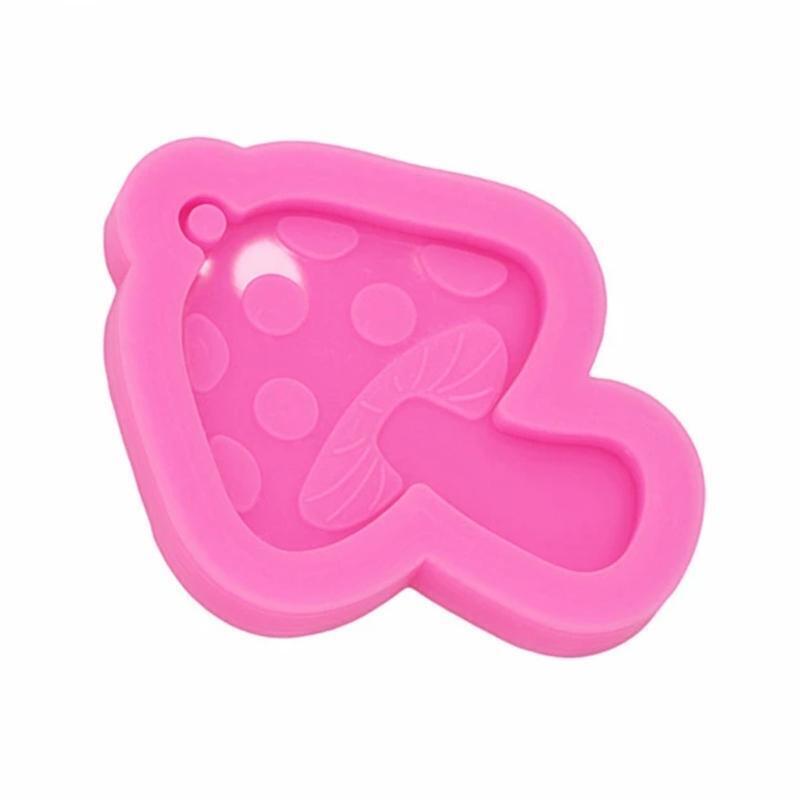 Shiny Toadstool Mushroom Pendant Silicone Mold Keychain Necklace Casting Mold