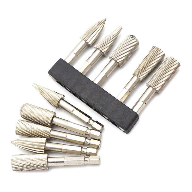 5 Pcs/Set 1/4"/6.35mm Rotary Rasp Cutter Files Grinder Bit Burrs Rotary File Set