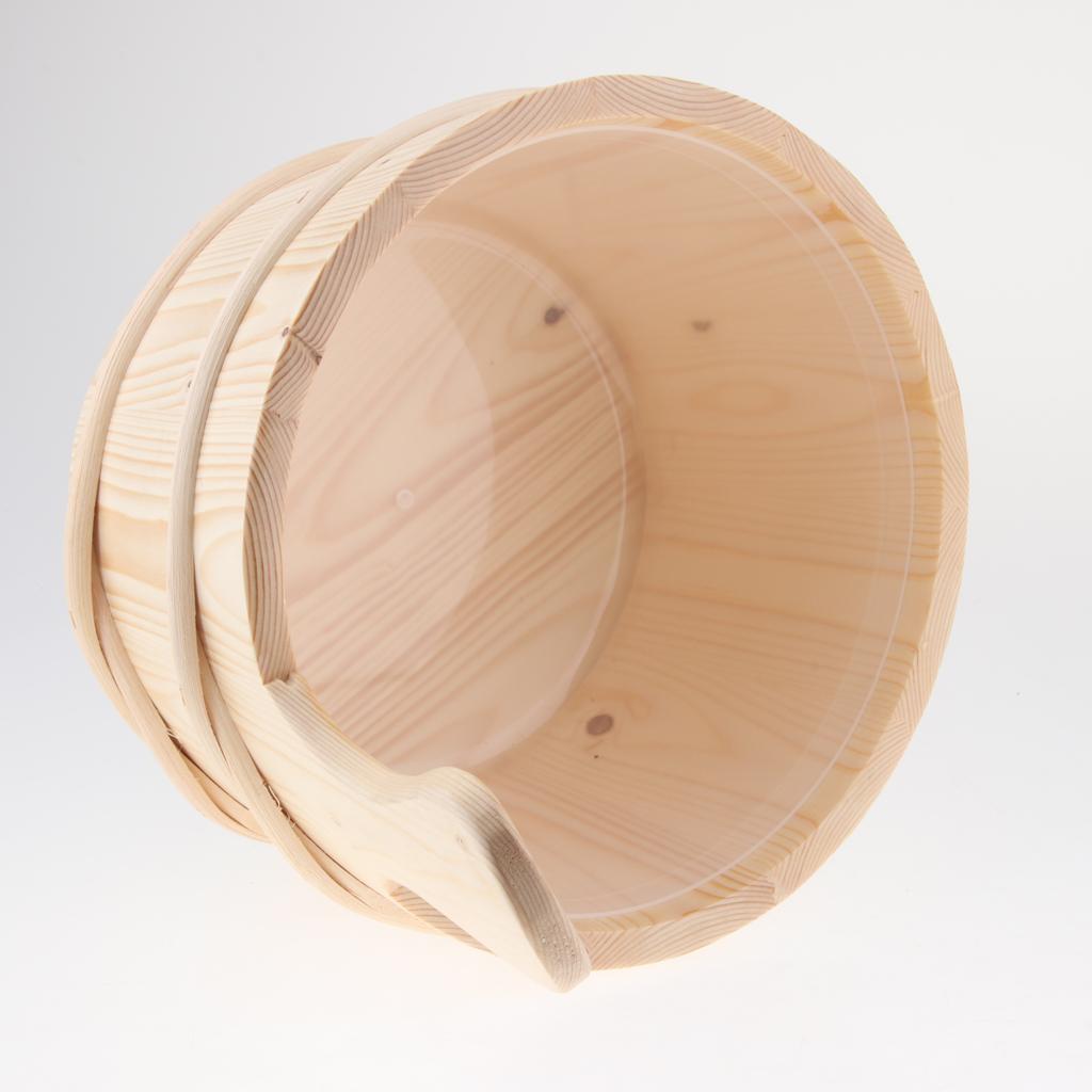 Handmade Solid Natural Wood Sauna Bucket and Ladle for Beauty SPA Tool Kit