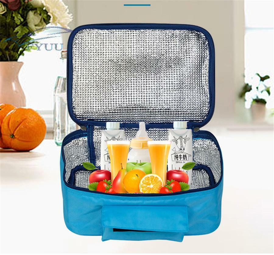 Blue Heating Bag Drive Picnic Camping Electric Oven Mini Hot Food Bento Tote