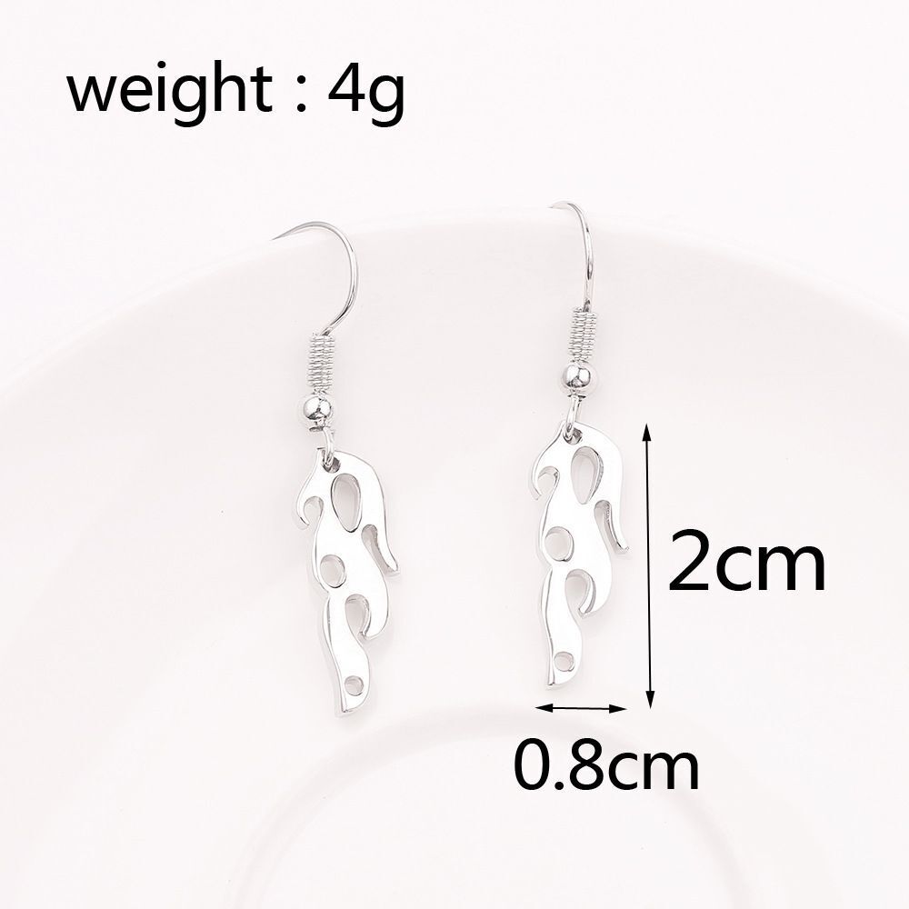 Women Men Streetwear Jewelry Hook Fire Flame Earrings Wave Sun Dangle Stud Drop