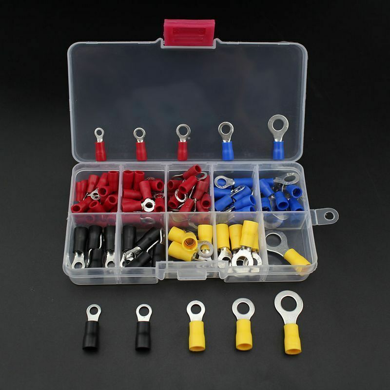 102x Assorted Insulated Coppers Ring Crimp Wire Terminal Connector Set AWG 22-10