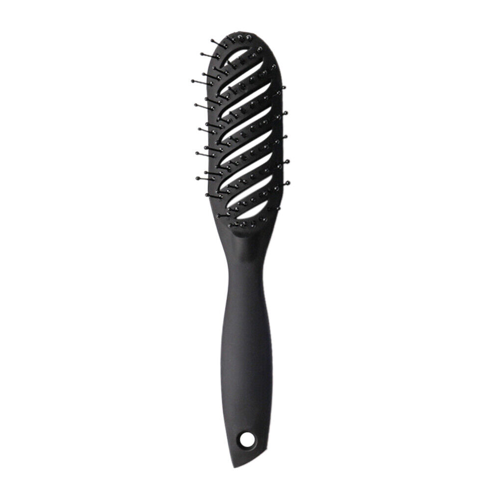 Curved Anti-Static Hair Massage Comb Salon Wet Dry Styling Brush (Black)