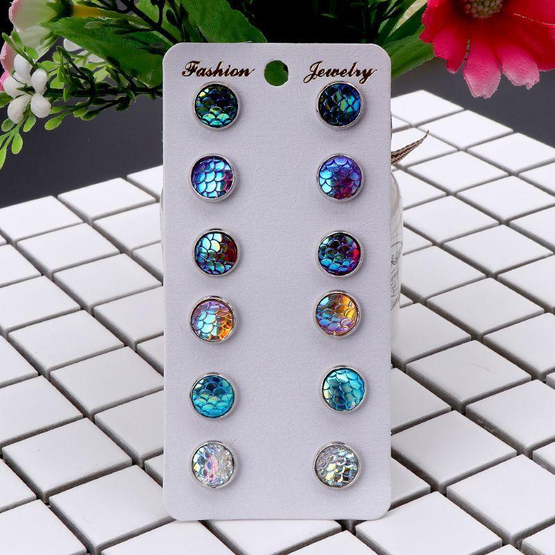 Beautiful Fish Pattern Stud Earrings 6 Pairs/Set Popular Earrings for Daily Wear