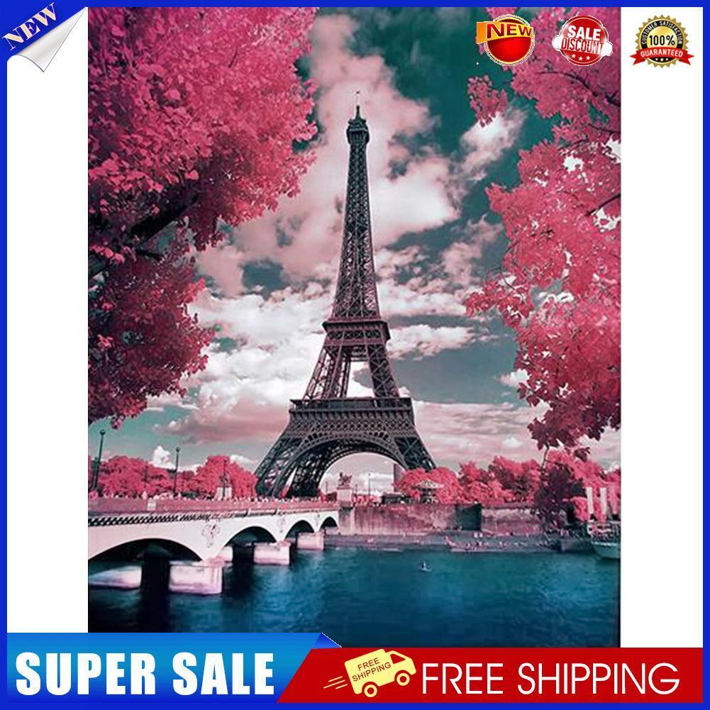 Full Square Drill Diamond Painting DIY Romantic Eiffel Tower Cross Stitch