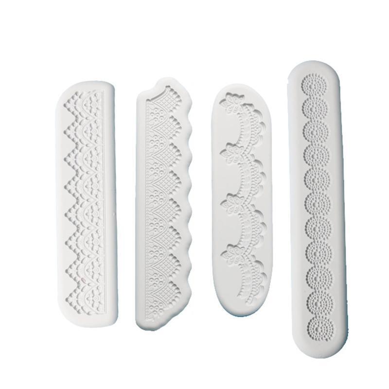 Cake Border Decorating Molds, 4pcs Lace Silicone Mold Fondant Silicone Molds