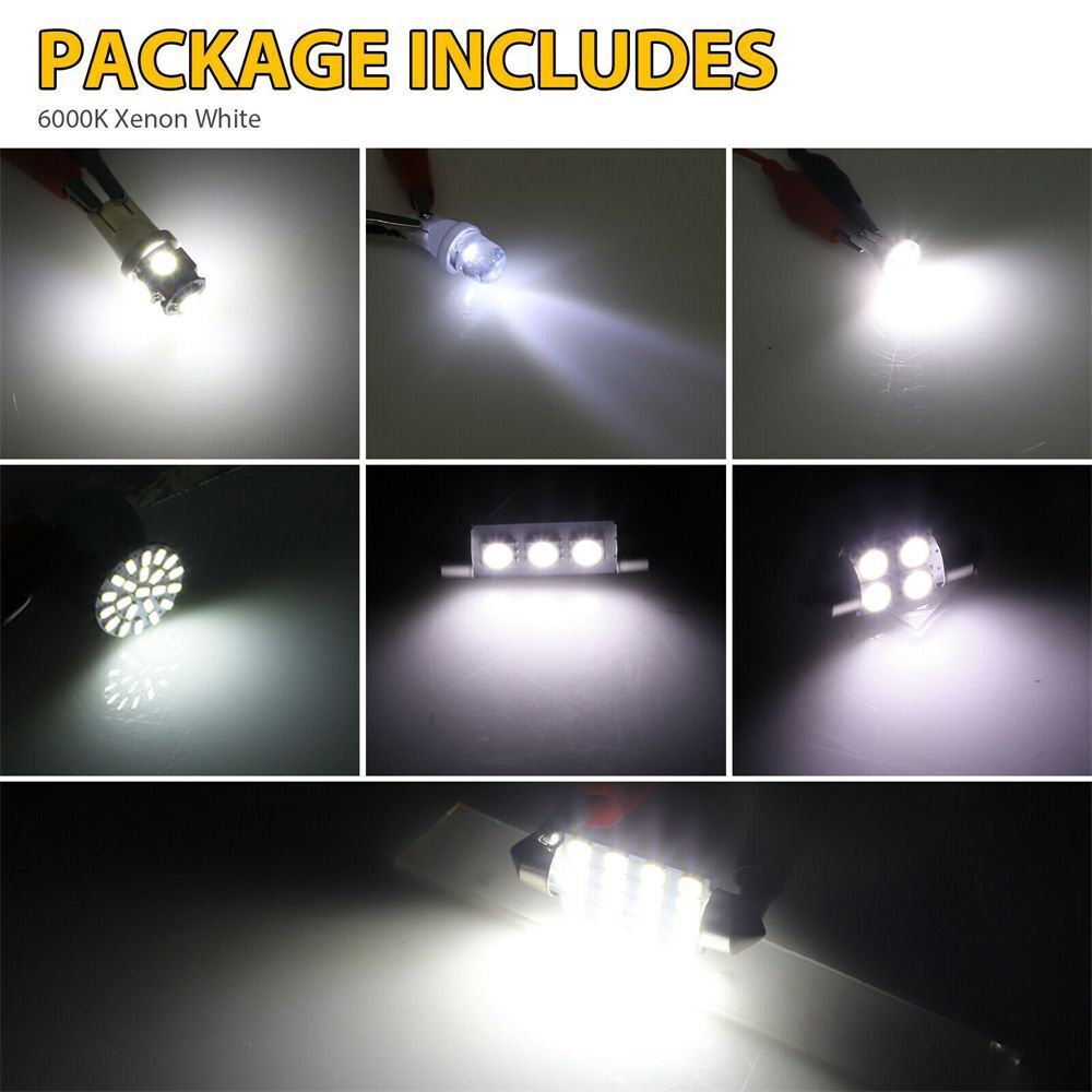 Map Dome Door Car Interior Light Inside Bulb Kit Combo LED License Plate Lamp
