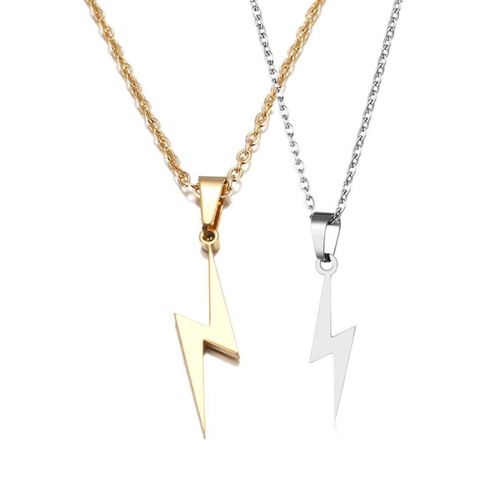 Jewelry Metal Men Lightning Pendant Long Chain Necklace Choker Stainless Steel