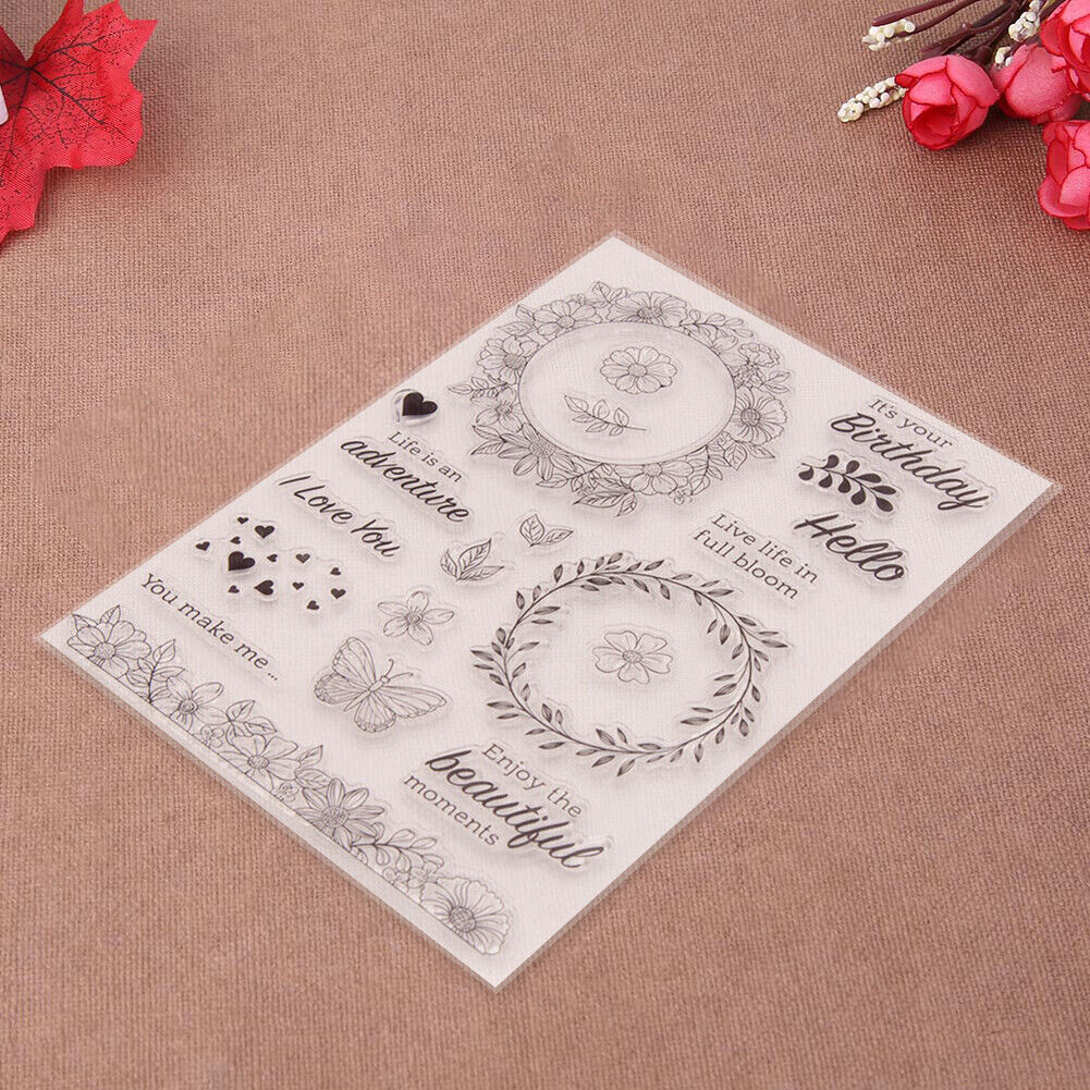 Stamp DIY Silicone Seals Flower Wreath Scrapbooking Card Photo Album Decor