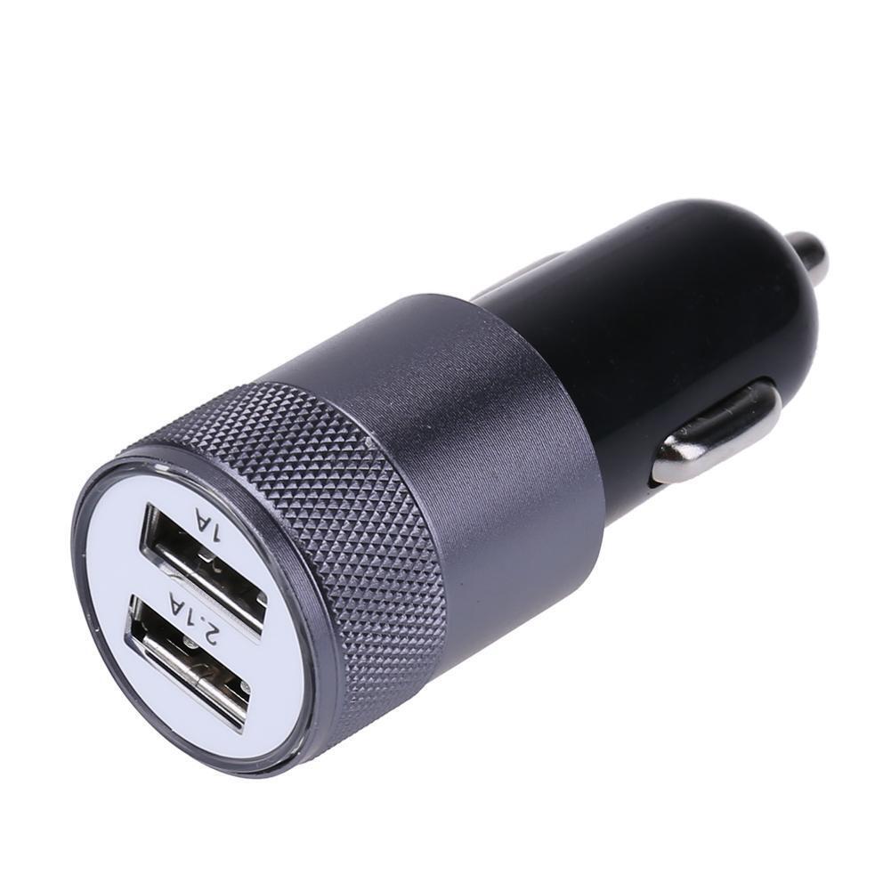 Metal Dual USB 2.1A Car Cigarette Lighter Adapter Charger(Gray+Black)