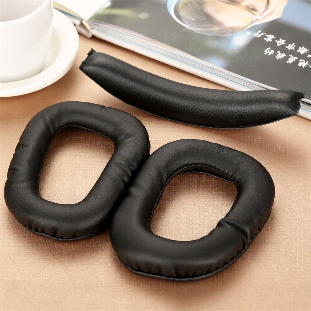 1 Pair High Elasticity Softer Leatherette and Foam Earpads With Headband Black