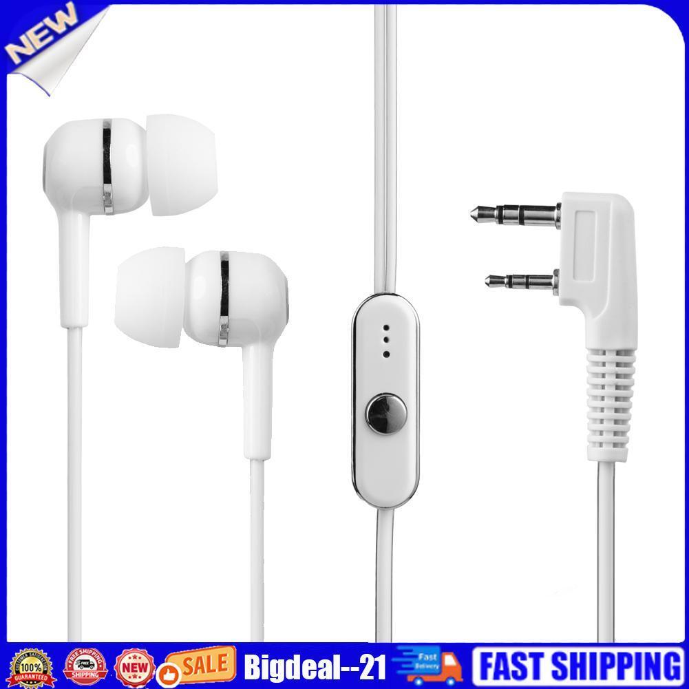 2Pin Dual Earphone Earpiece Mic PTT for BAOFENG KENWOOD Radio Walkie Talkie