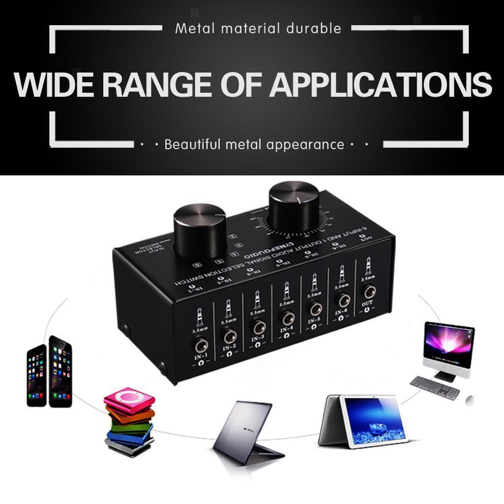 6 in 1 out Audio Signal Selection Switcher Splitter Selector Volume Control