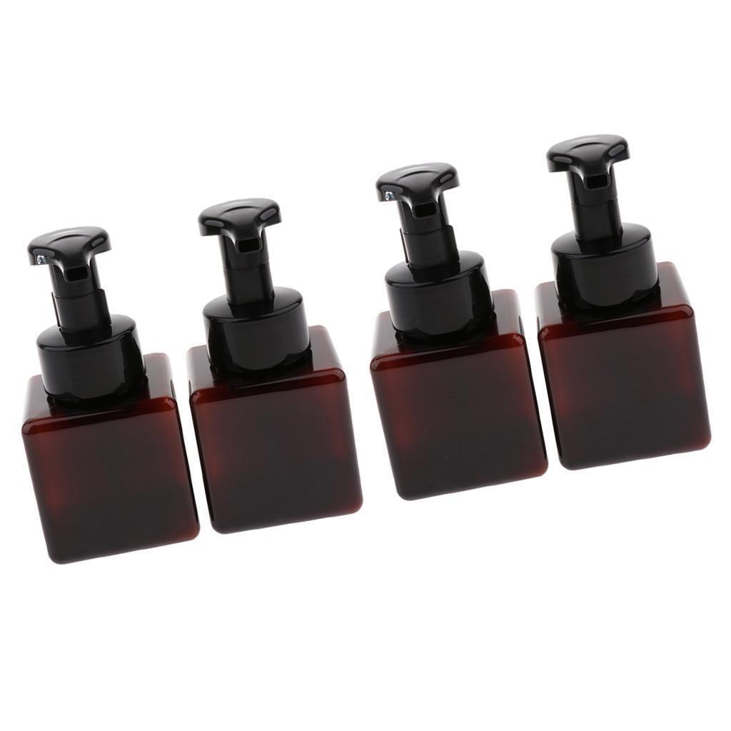 4x Plastic Soap Dispenser Foam Pump Bottles Shampoo Container Home Brown