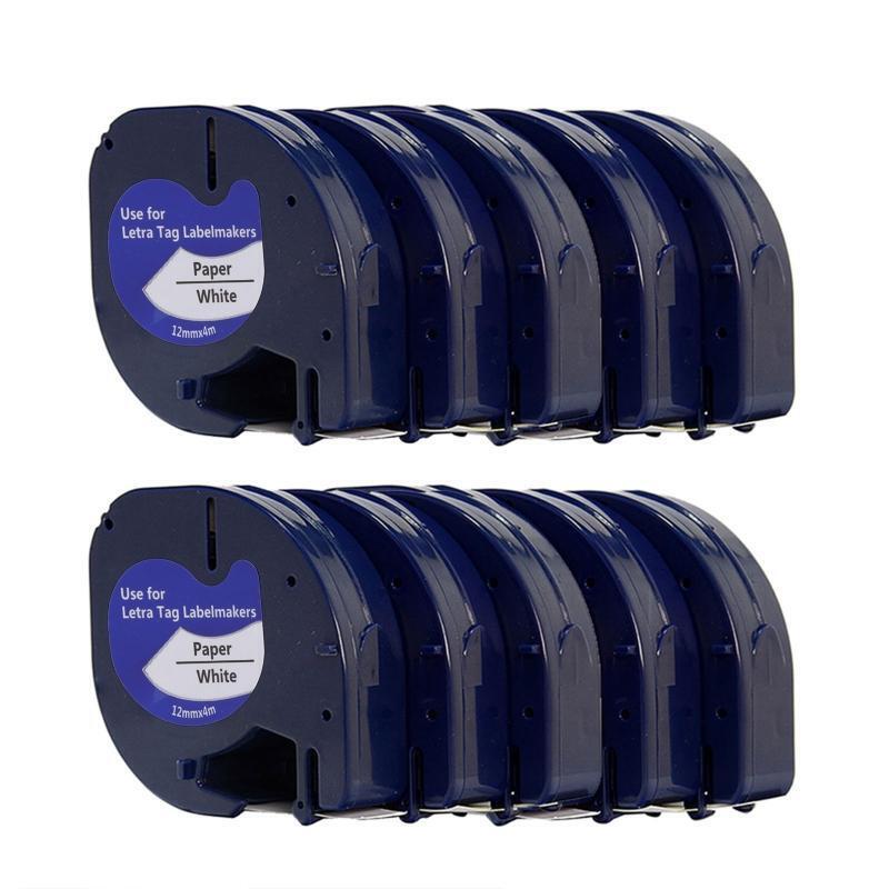 Paper Label Tape 91200 for DYMO- LetraTag LT-100T 100H Black on White 12mm 10pcs