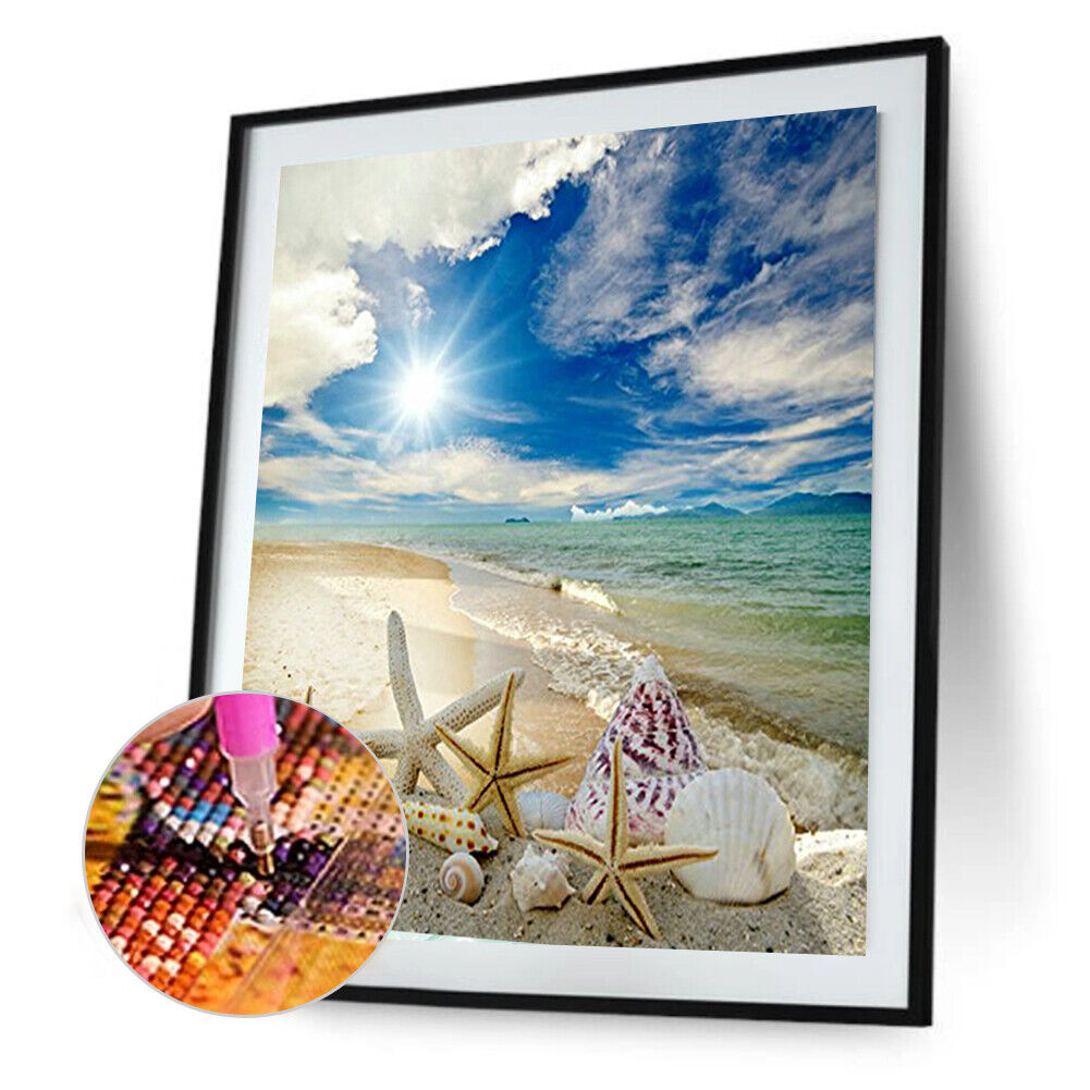 Beach 5D Full Drill Round Diamond Painting DIY Embroidery Kits Cross Stitch