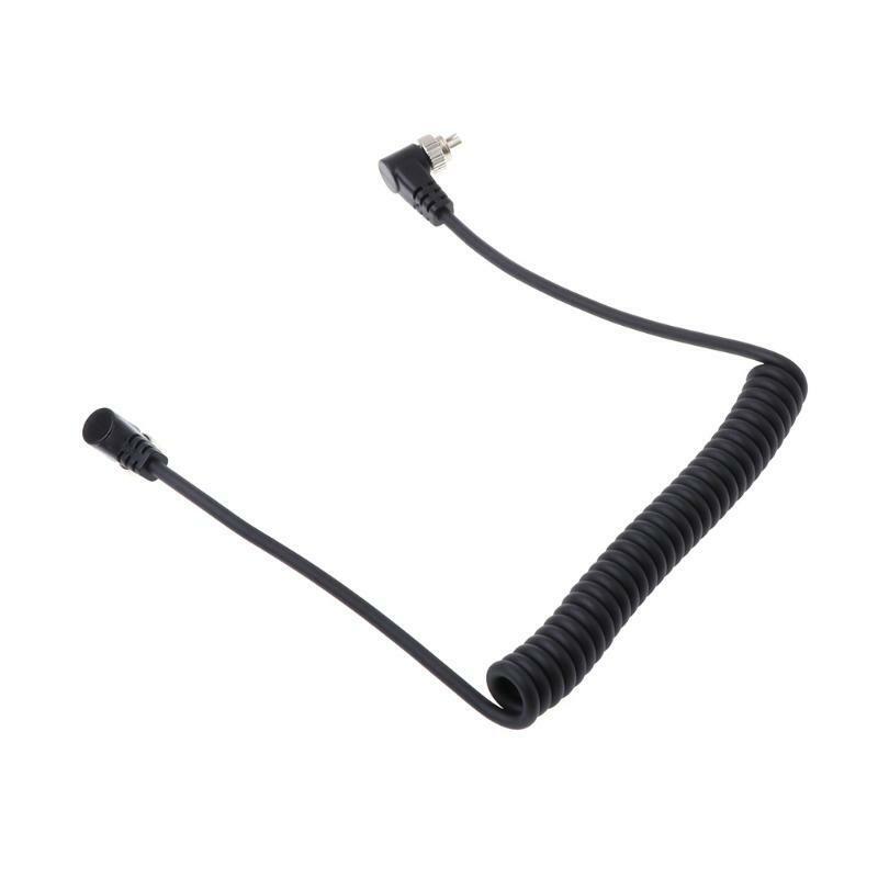 M-M PC Sync Cord Male To Male Flash Spring Cable With Screw Lock For CANON NIKON