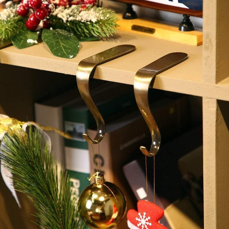 Metal Christmas Stocking Hanger Xmas Stocking Hanging Hooks Set of 5