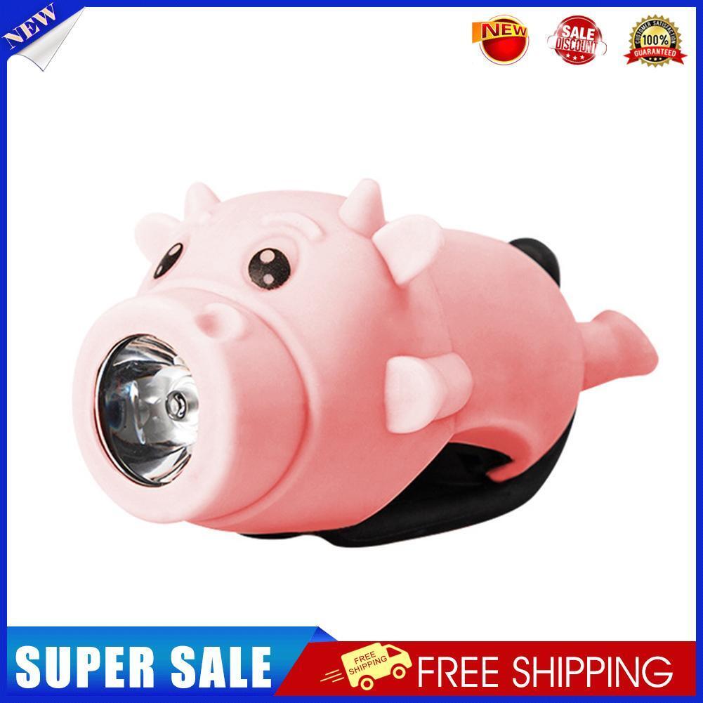 Cute Bike Handlebar Horn Bell Calf Kids Bicycle Scooter Front Light (Pink)
