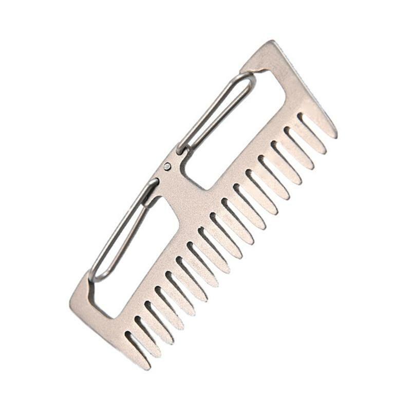 Pure Titanium Hair Comb Anti Static EDC Carabiner Pocket Keychain Hanging Buckle