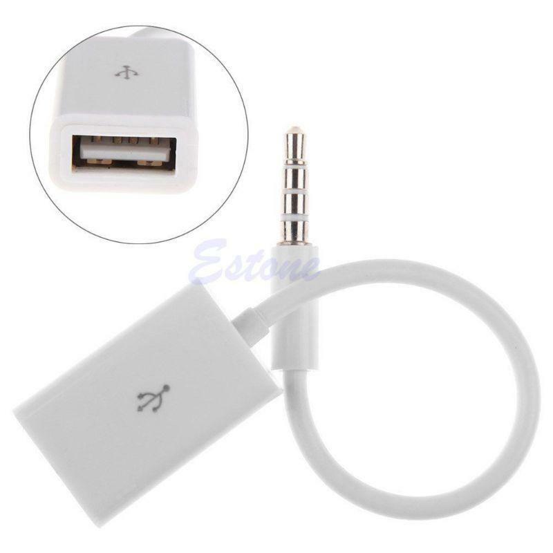 Male AUX Audio Plug Jack To USB 2.0 Female Converter Cable Cord Car MP3 3.5mm