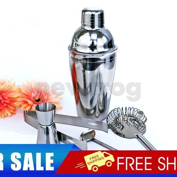5Pcs Stainless Steel Cocktail Shaker Mixer Drink Bartender Kit Bars Set Too