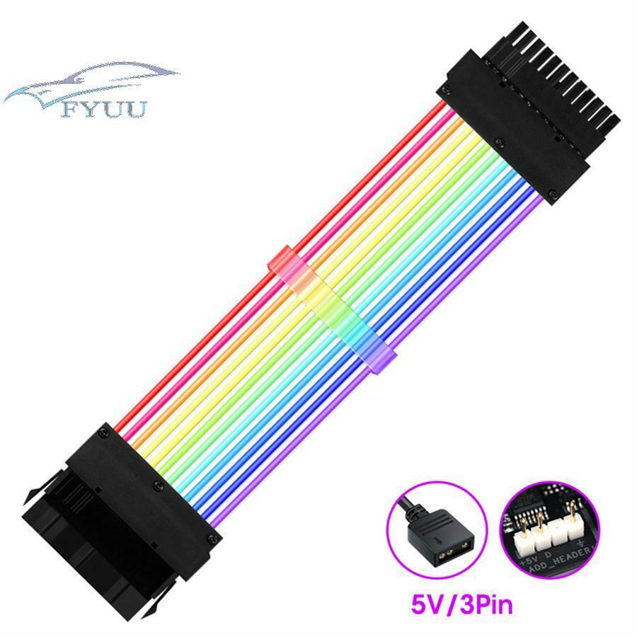 24-Pin Motherboard ARGB 5V 3Pin  Extension Cord Addressable RGB SYNC Cord Wire