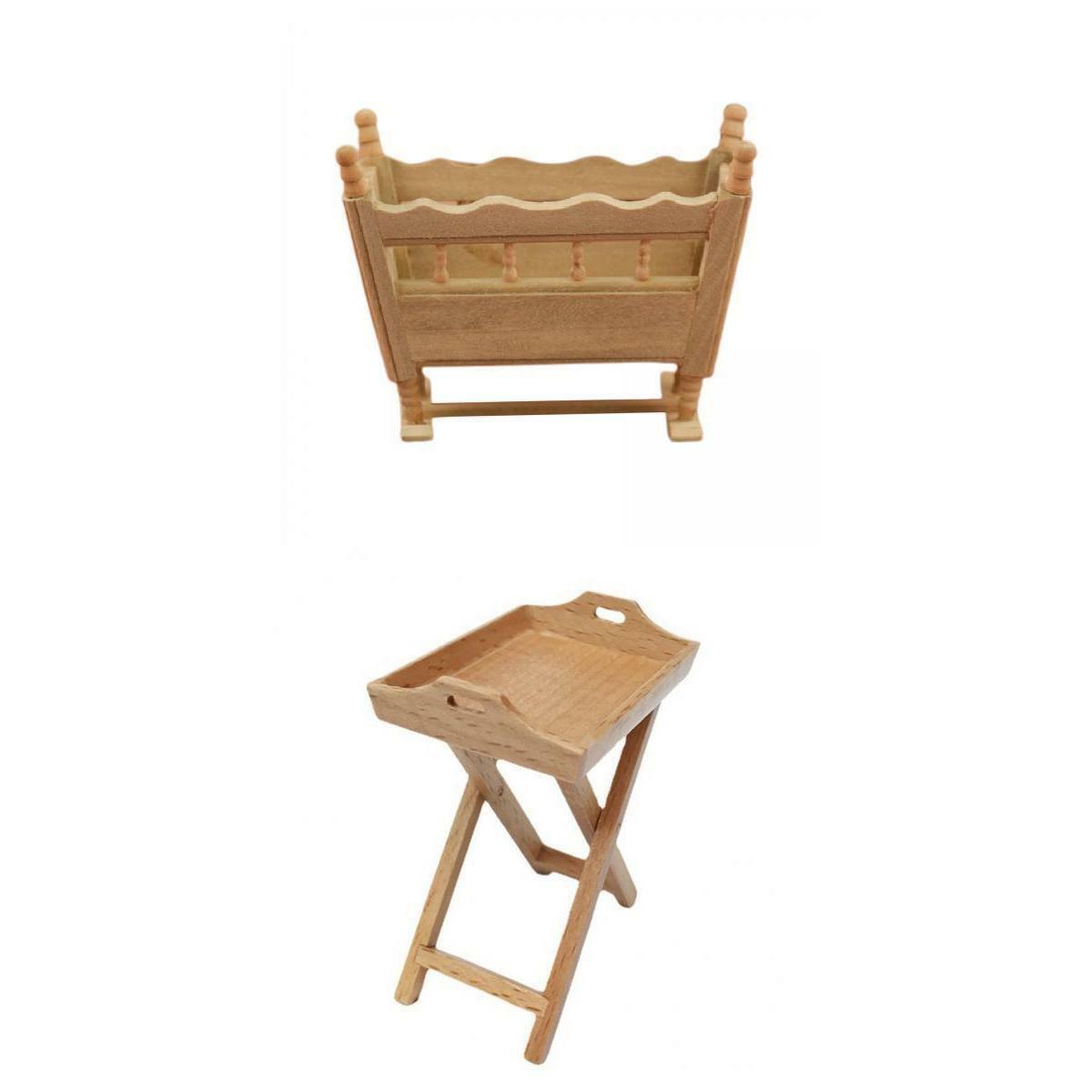 Mini 1/12 Scale Cradle Bed Shelf Life Scene Living Room Ornaments
