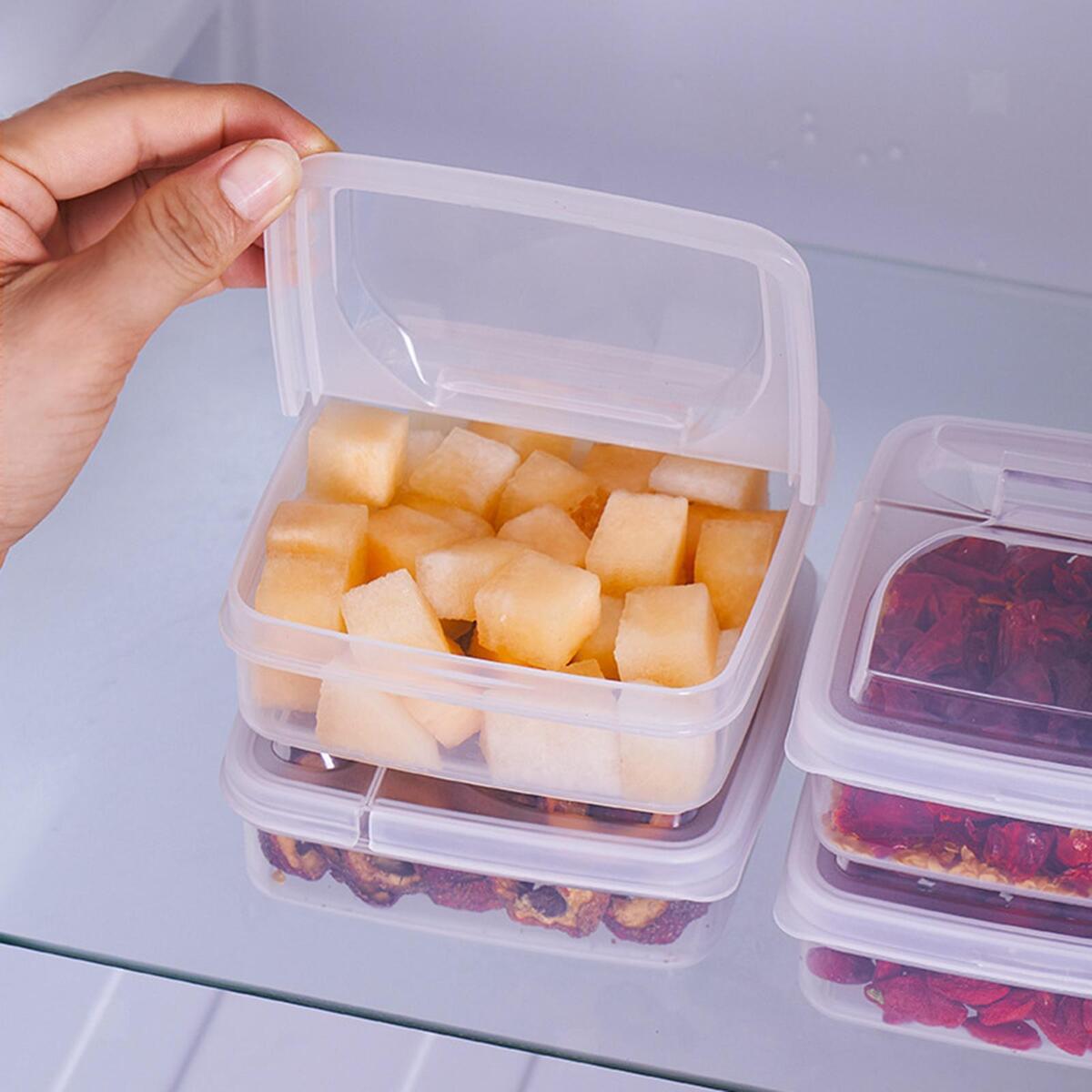 2Pcs Refrigerator Container Airtight Plastic Storage Containers Food