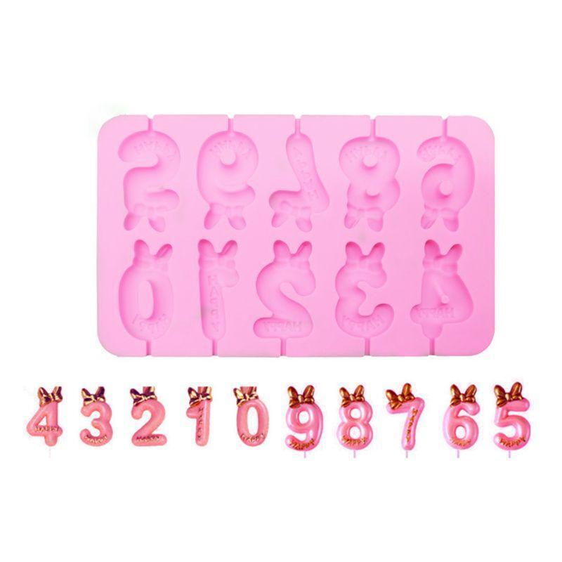 2pcs/set 0-9 Numbers Silicone Lollipop Cookie Mold Chocolate Cake Decorating DIY